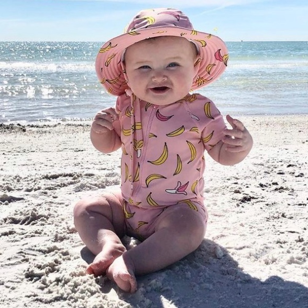 Hanna Andersson Banana Swimsuit with hat